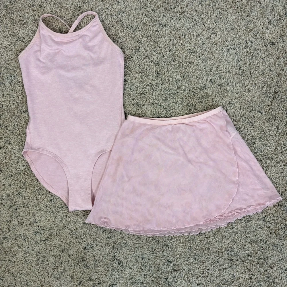 NWOT Girls Old Navy Active Leotard Mesh Skirt Coord Set Pink 8 Ballet Dance Tutu